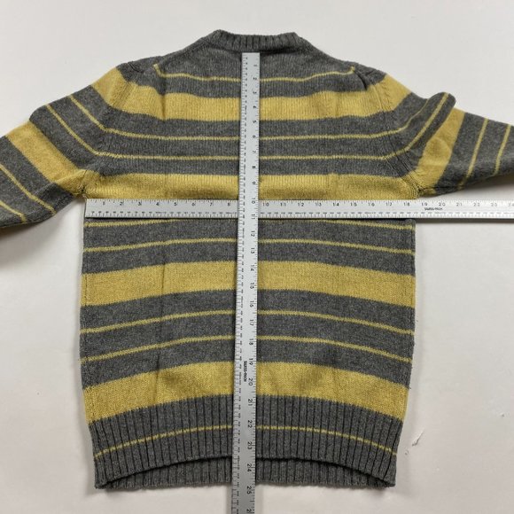 Vintage Izod Lacoste Striped Wool Sweater Women's Medium Gray Yellow - Picture 7 of 9